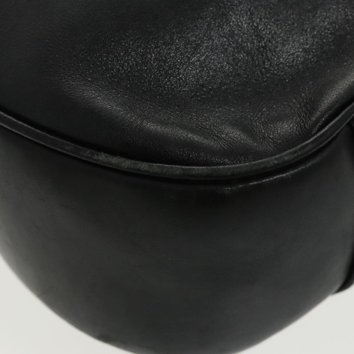 GUCCI Bamboo Hand Bag Leather 2way Black Gold 001 1577 98735