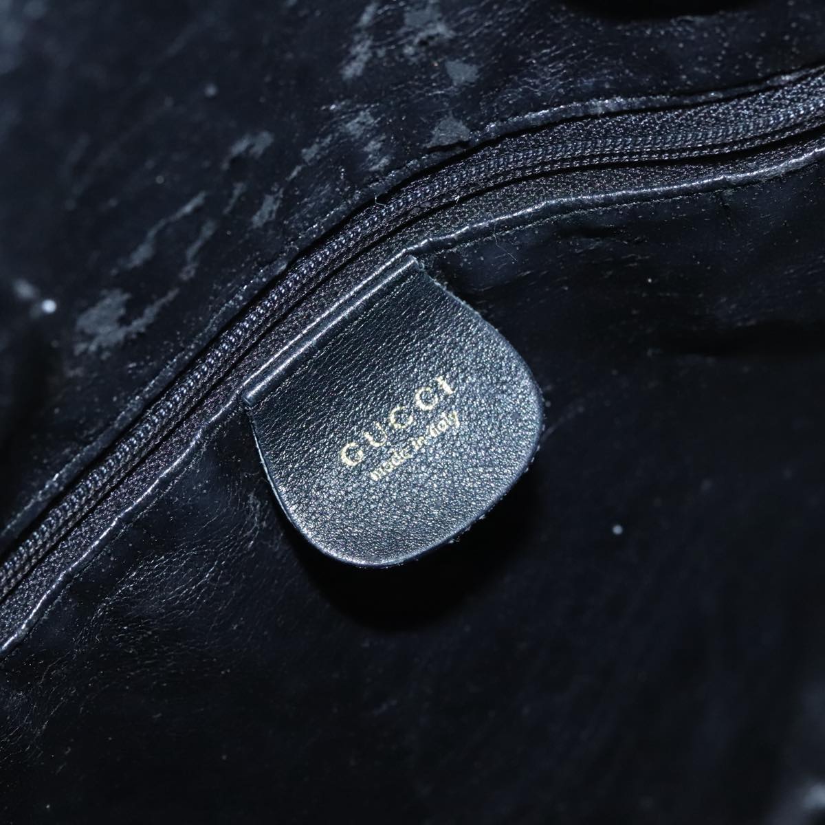 GUCCI Bamboo Hand Bag Leather 2way Black Gold 001 1577 98735