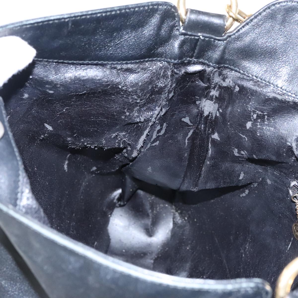 GUCCI Bamboo Hand Bag Leather 2way Black Gold 001 1577 98735