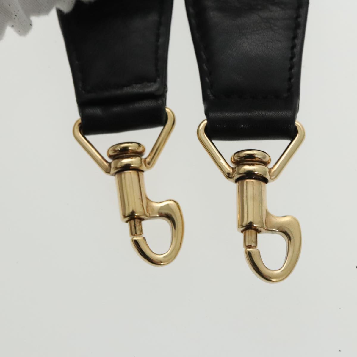 GUCCI Bamboo Hand Bag Leather 2way Black Gold 001 1577 98735
