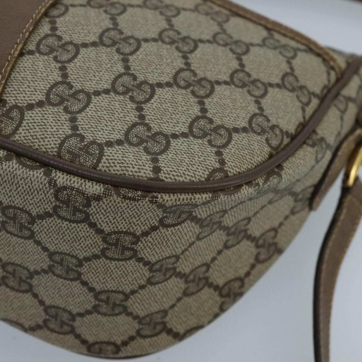 GUCCI GG Supreme Web Sherry Line Shoulder Bag PVC Beige Green Red 98777