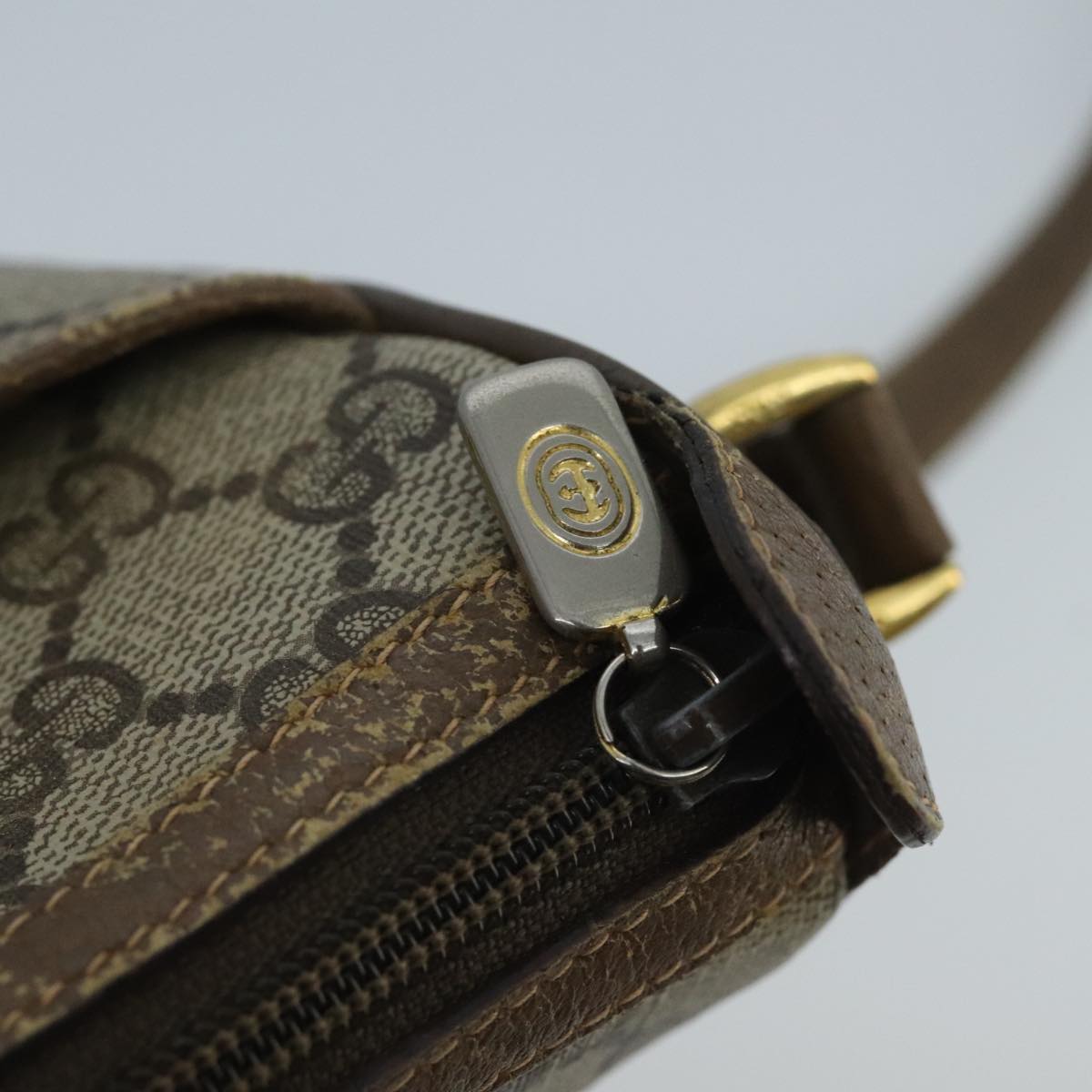 GUCCI GG Supreme Web Sherry Line Shoulder Bag PVC Beige Green Red 98777