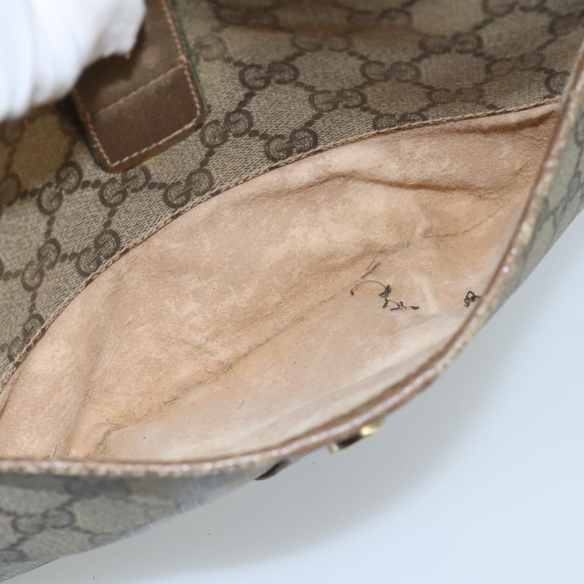 GUCCI GG Supreme Web Sherry Line Shoulder Bag PVC Beige Green Red 98777