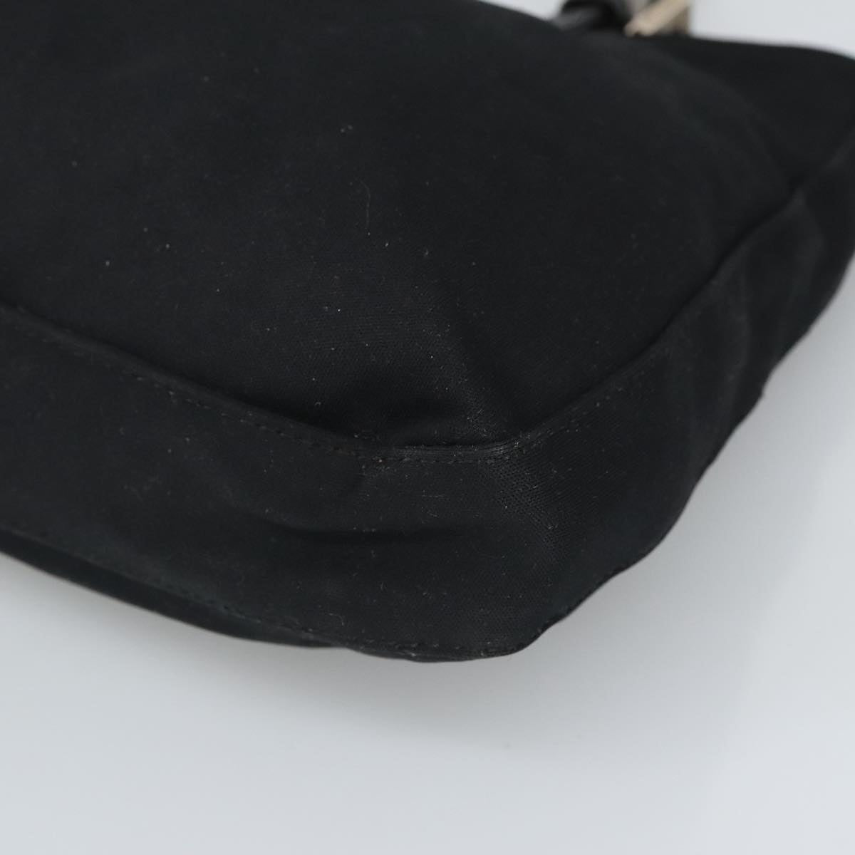 FENDI Mamma Baguette Shoulder Bag Nylon Black Silver 98783