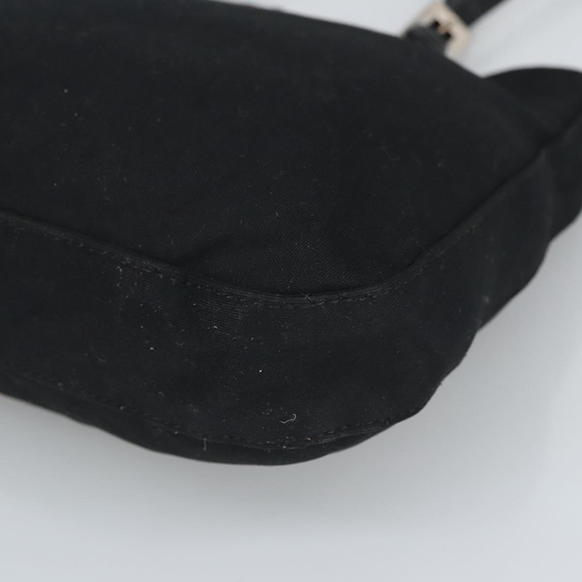 FENDI Mamma Baguette Shoulder Bag Nylon Black Silver 98783