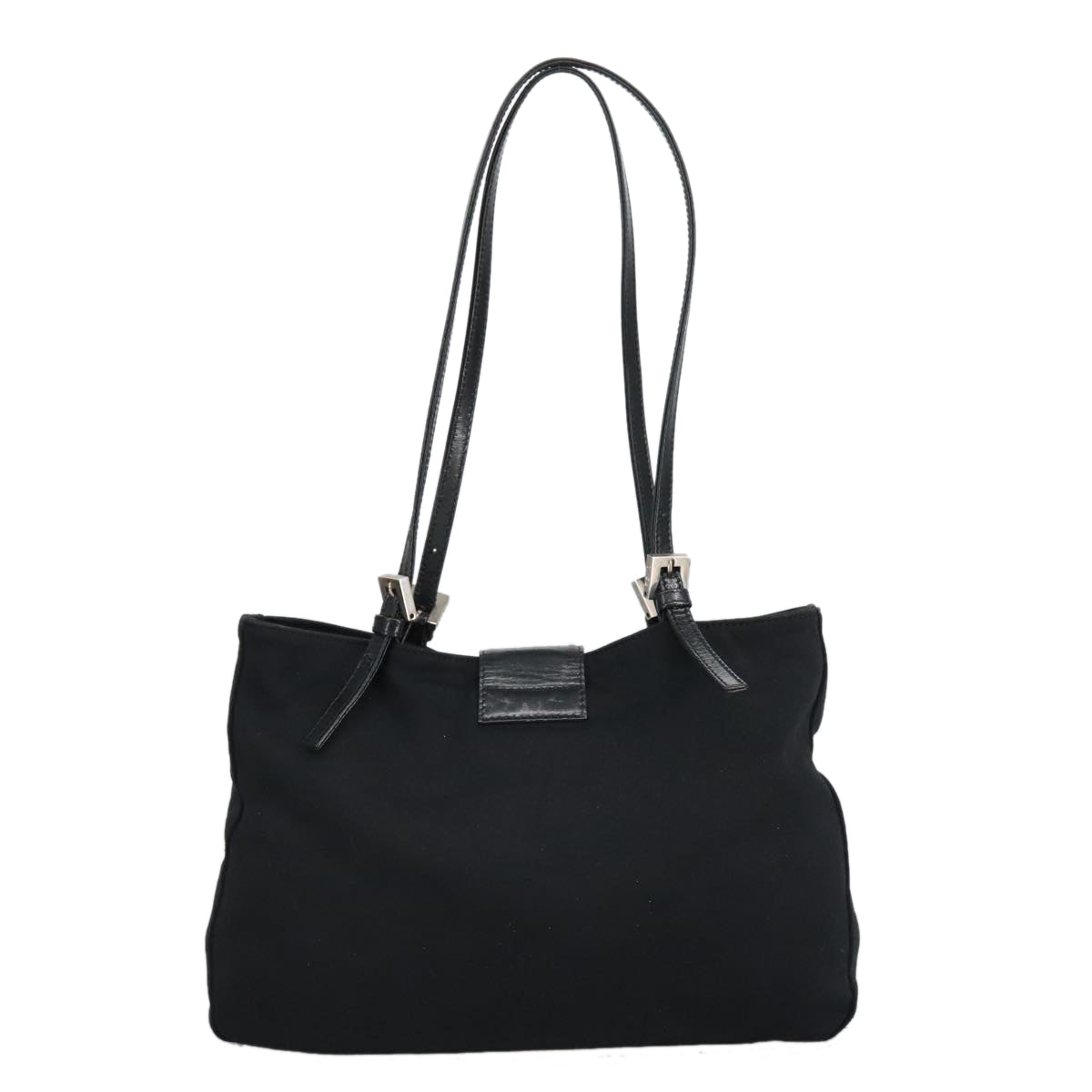 FENDI Mamma Baguette Shoulder Bag Nylon Black Silver 98783