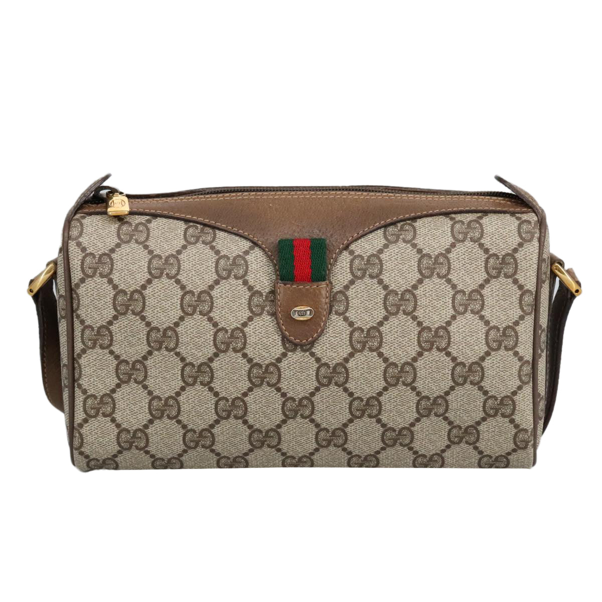 GUCCI GG Supreme Web Sherry Line Shoulder Bag PVC Beige 89 02 018 98792