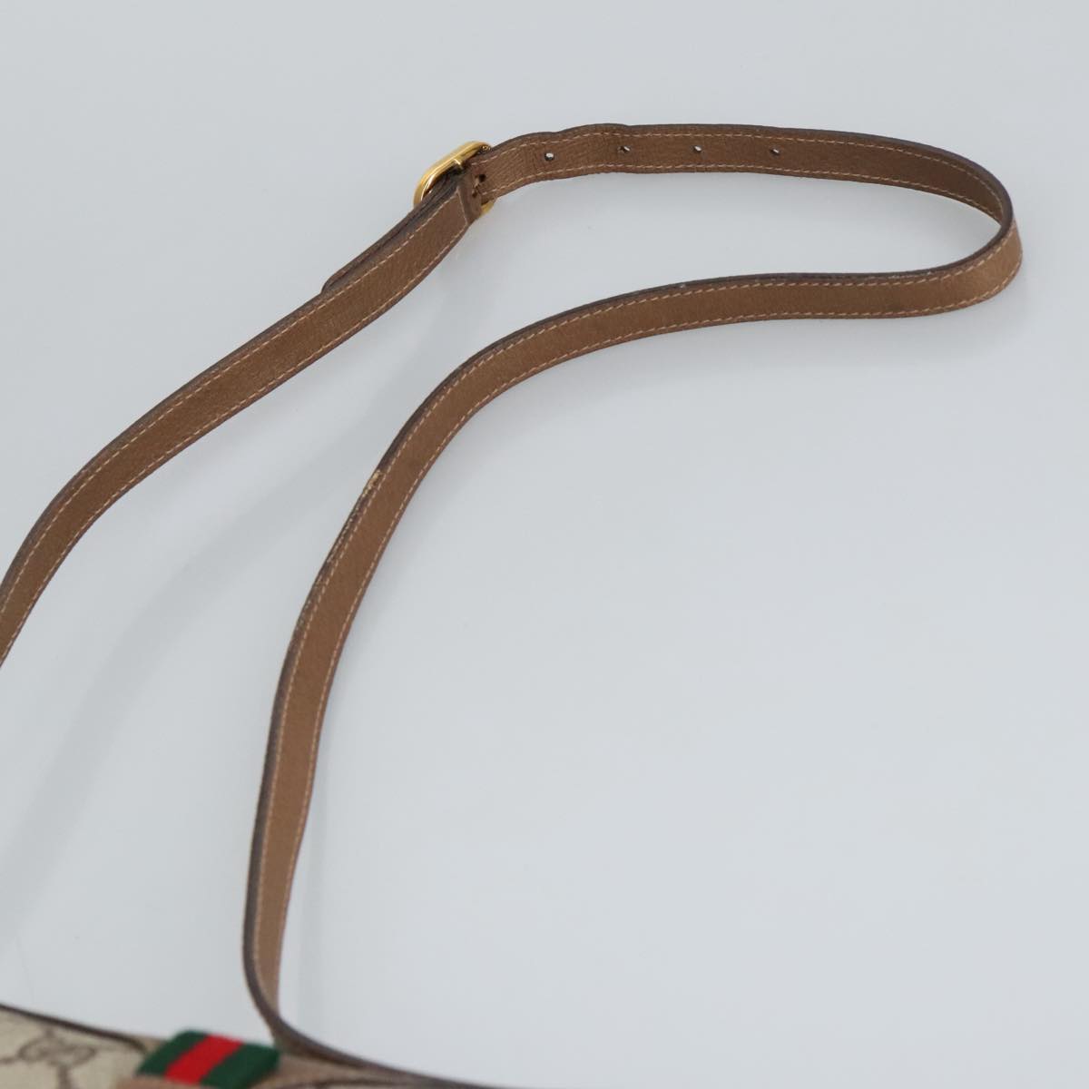 GUCCI GG Supreme Web Sherry Line Shoulder Bag PVC Beige 89 02 018 98792