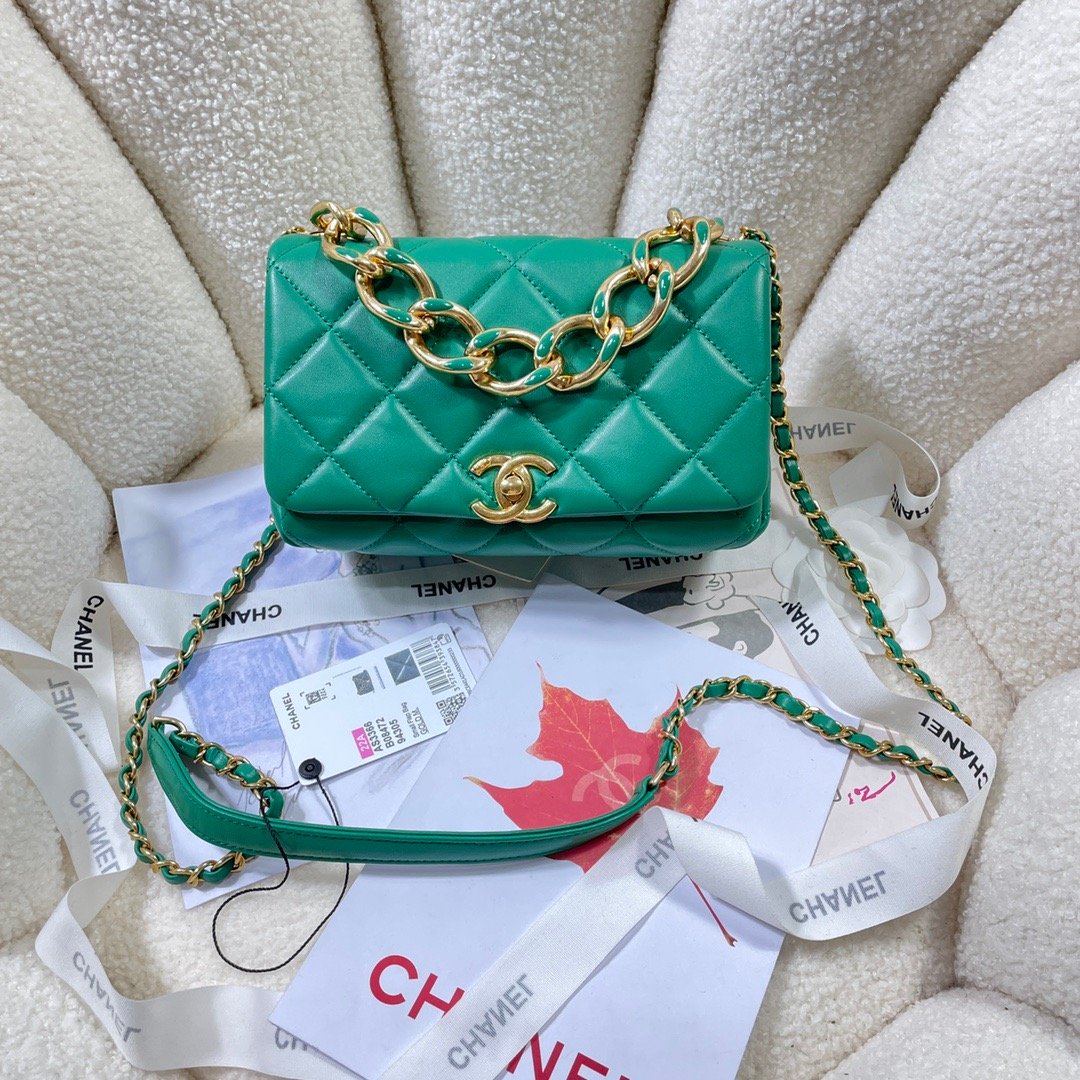 CHL GlamIap Bag Gold Hardware Green For Women Handbags, Shoulder Bags 7.9in/20cm AS3366