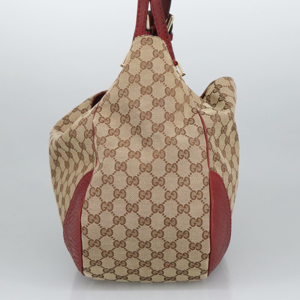 GUCCI GG Canvas Shoulder Bag Beige Bordeaux Gold 203504 98813