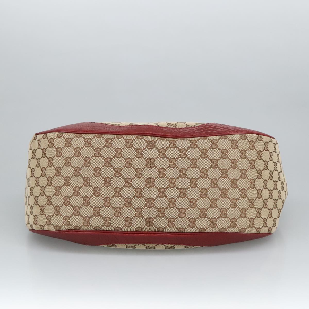 GUCCI GG Canvas Shoulder Bag Beige Bordeaux Gold 203504 98813