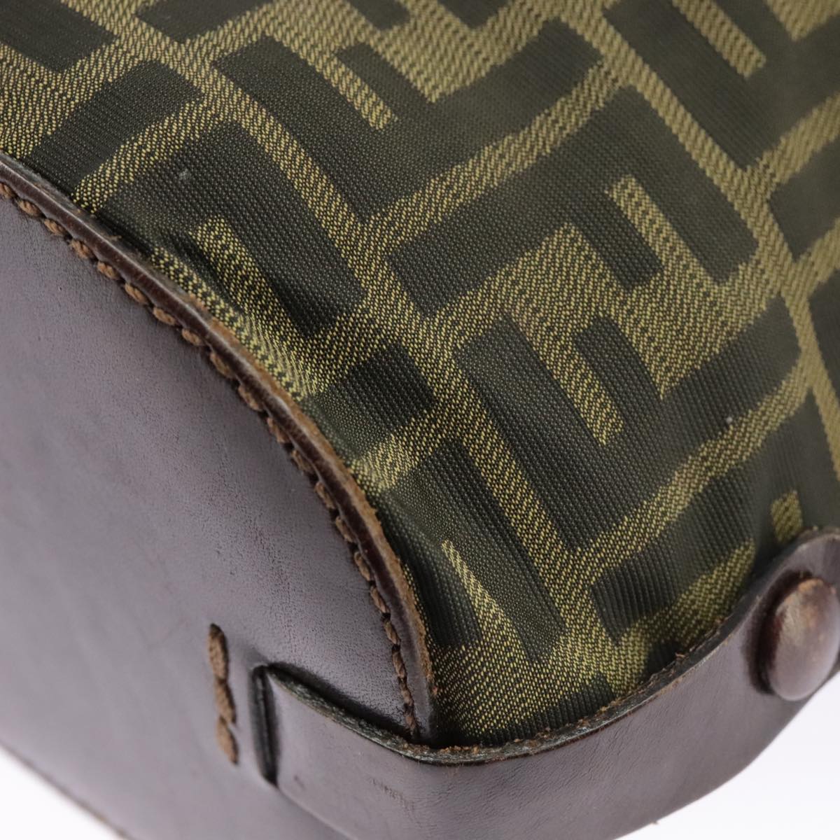 FENDI Zucca Canvas Hand Bag Brown Black 98827
