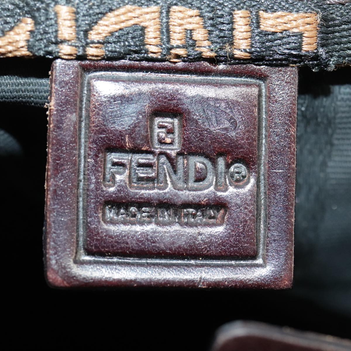 FENDI Zucca Canvas Hand Bag Brown Black 98827
