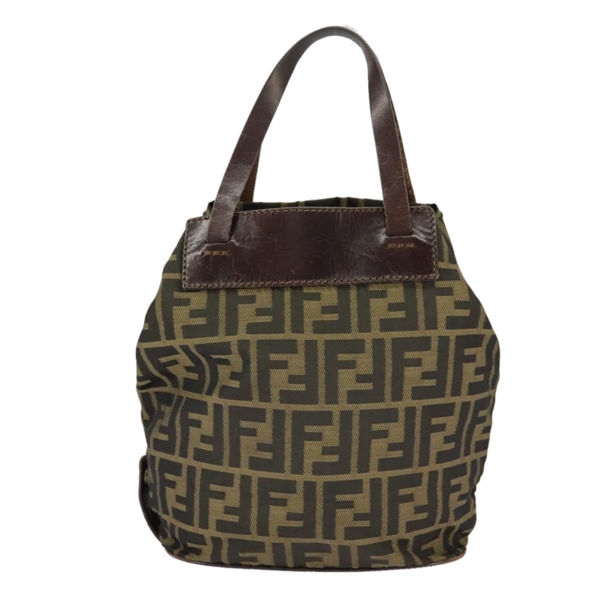 FENDI Zucca Canvas Hand Bag Brown Black 98827