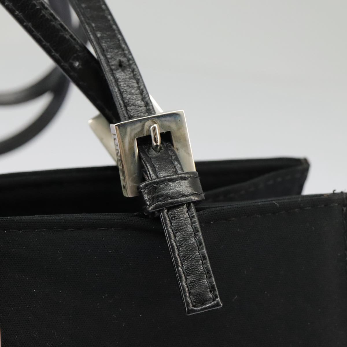 FENDI Mamma Baguette Shoulder Bag Nylon Black Silver 98843