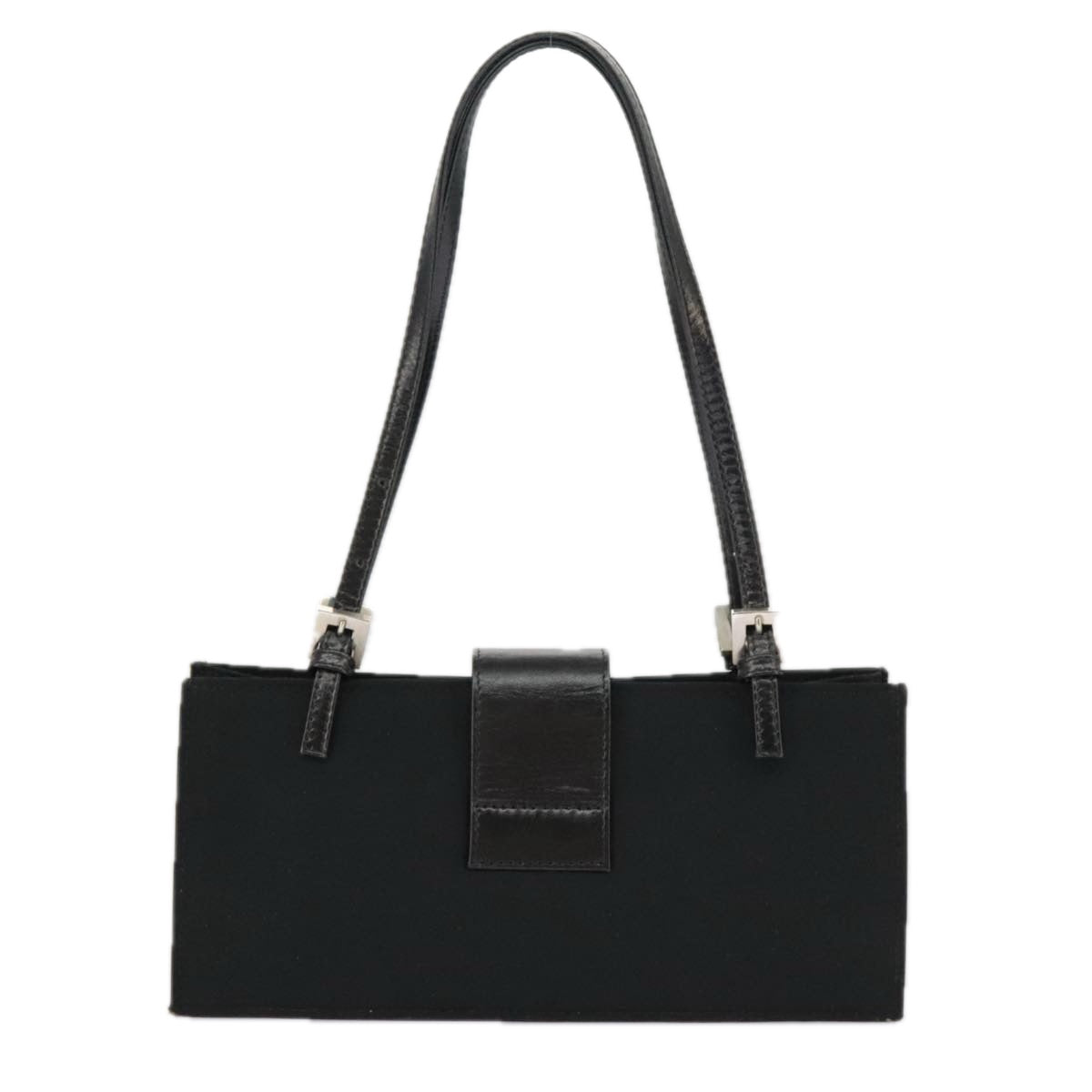 FENDI Mamma Baguette Shoulder Bag Nylon Black Silver 98843