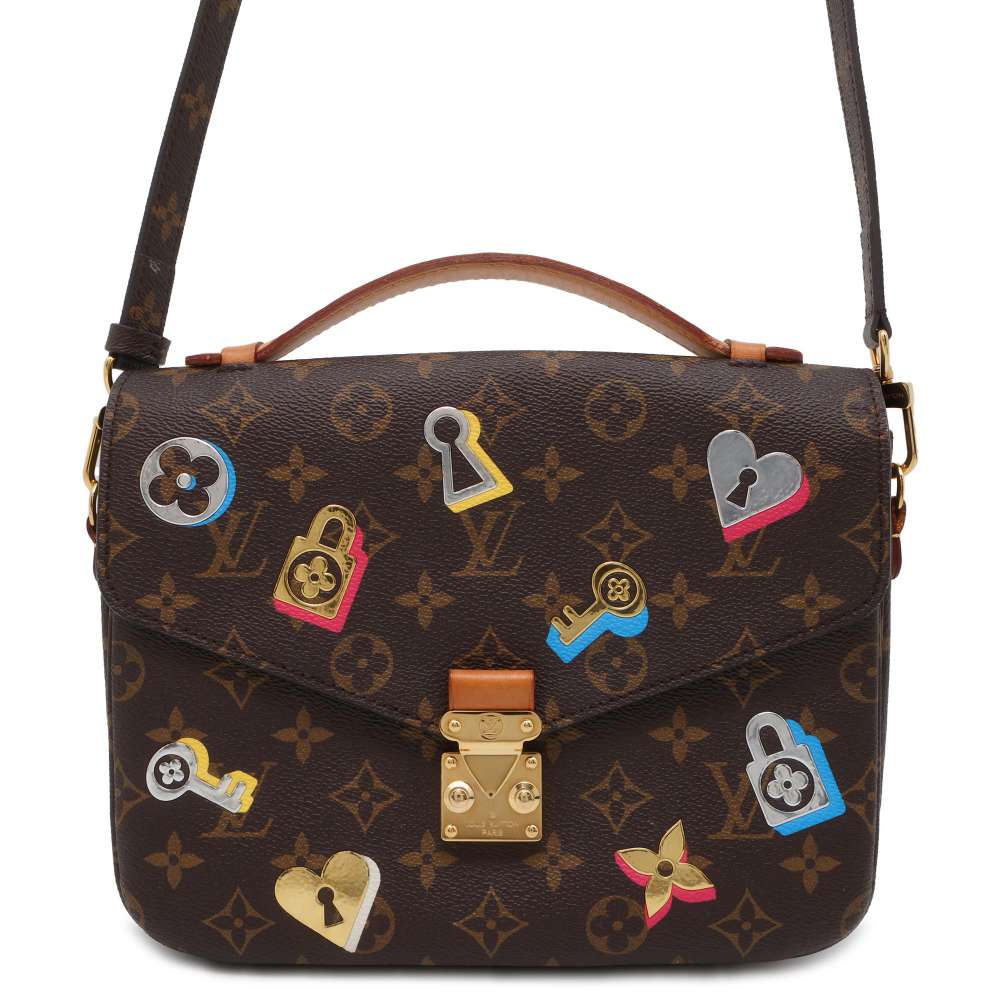 LOUIS VUITTON Pochette Metis Brown M44366 Monogram Love Padlock Size MM