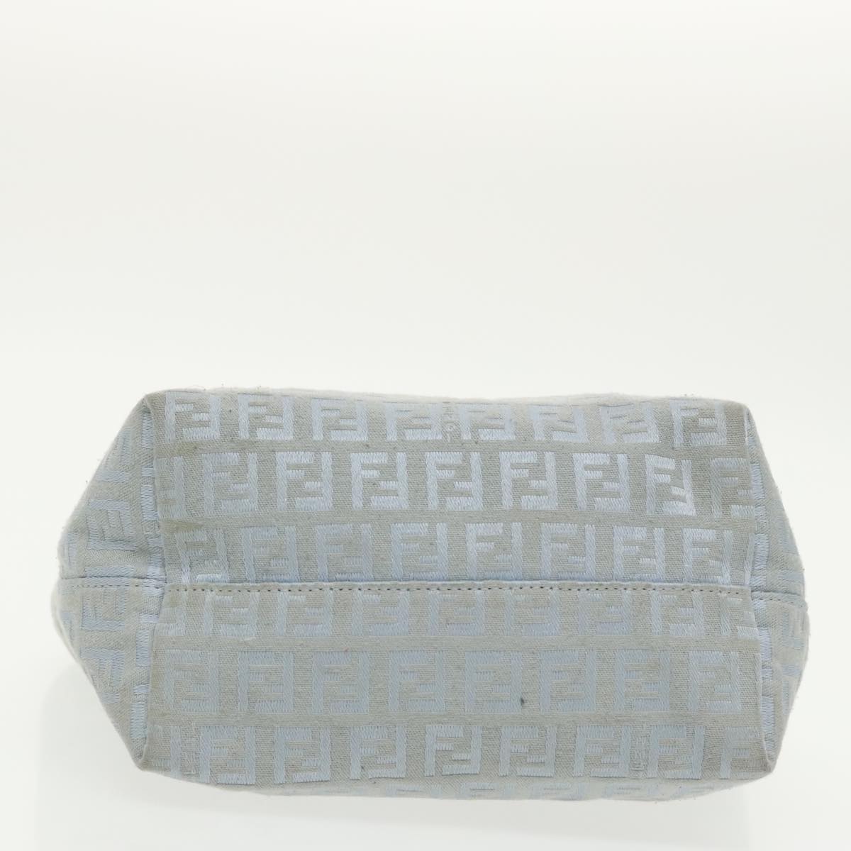 FENDI Zucchino Canvas Tote Bag Light Blue Silver 98887