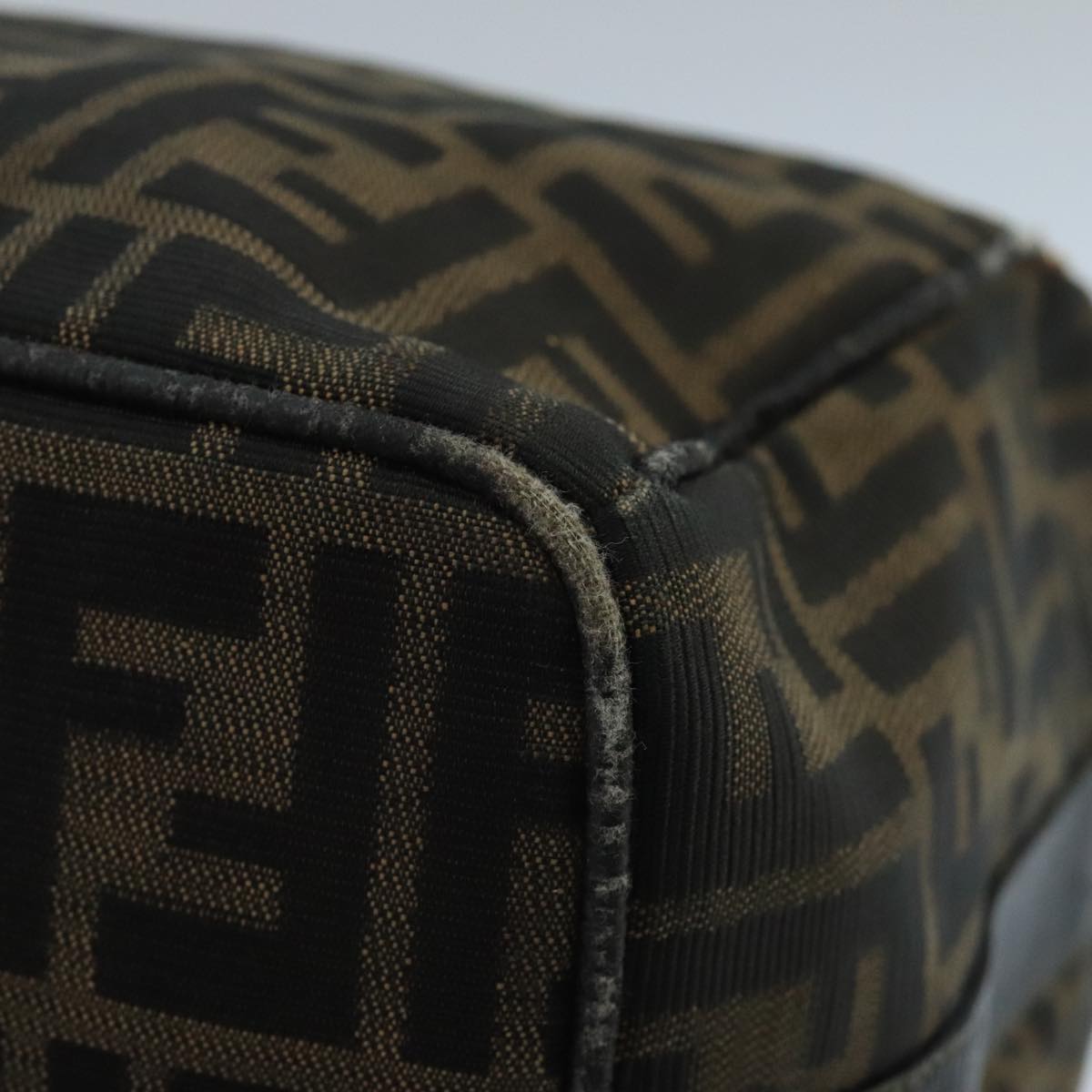FENDI Zucca Canvas Vanity Pouch Brown Black Gold 98904