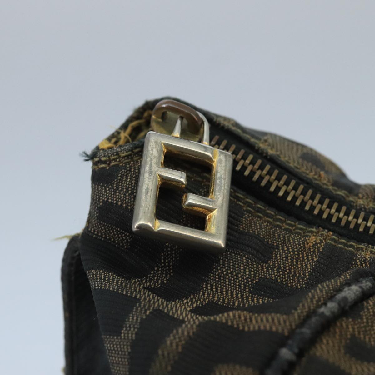 FENDI Zucca Canvas Vanity Pouch Brown Black Gold 98904
