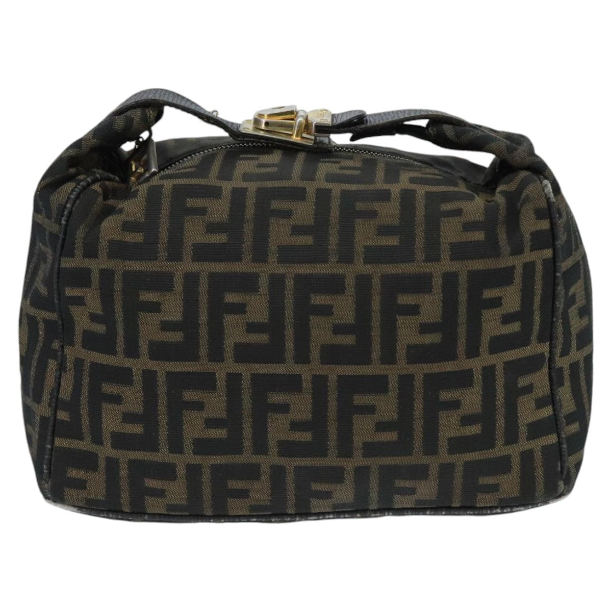 FENDI Zucca Canvas Vanity Pouch Brown Black Gold 98904