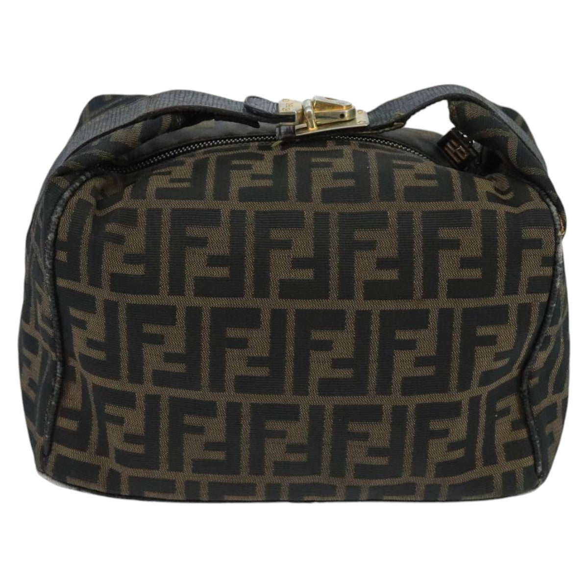 FENDI Zucca Canvas Vanity Pouch Brown Black Gold 98904