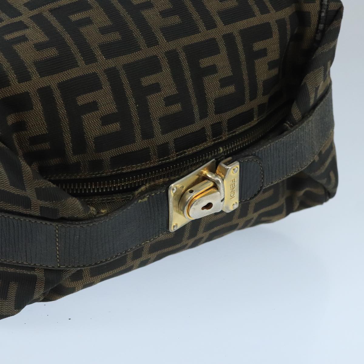 FENDI Zucca Canvas Vanity Pouch Brown Black Gold 98904