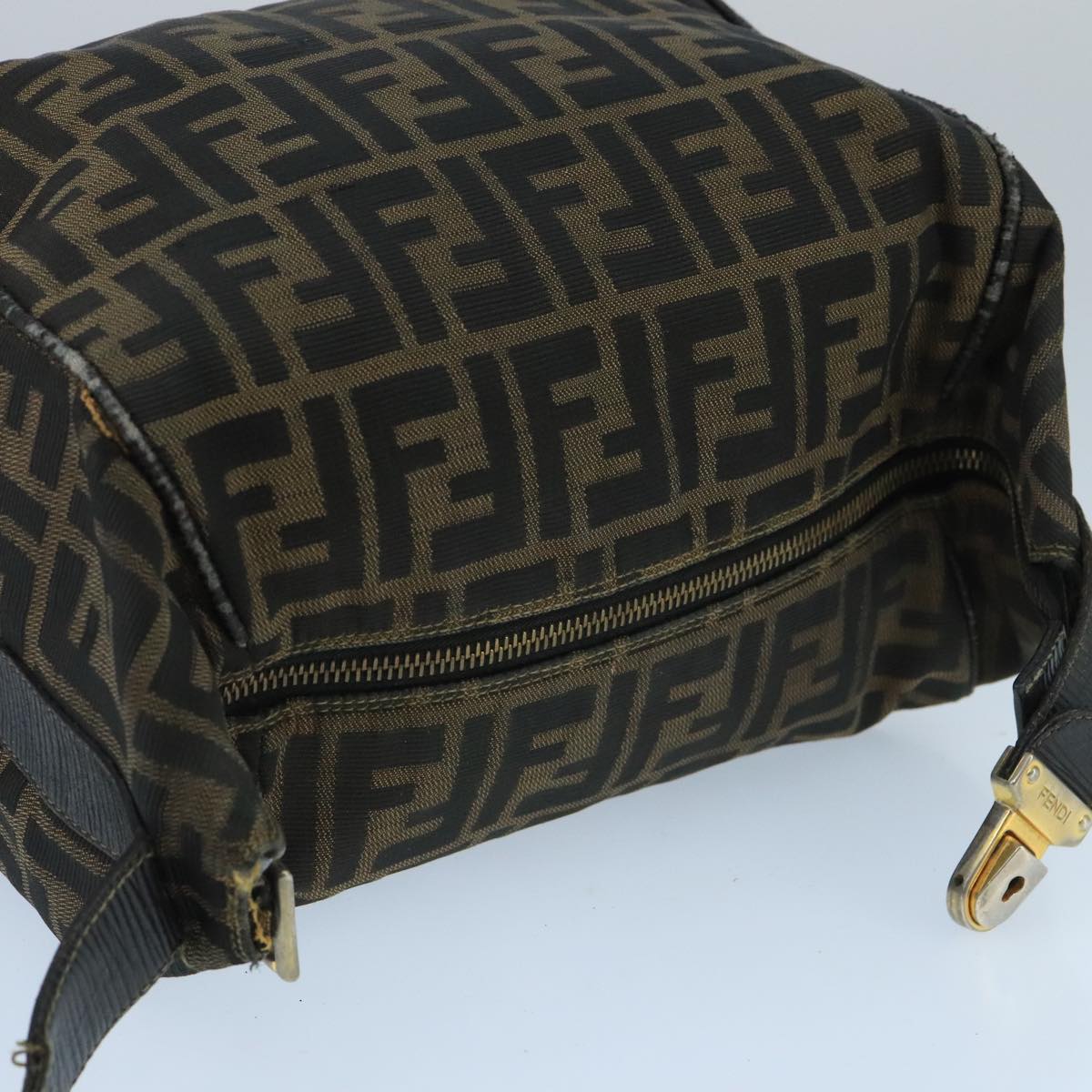 FENDI Zucca Canvas Vanity Pouch Brown Black Gold 98904