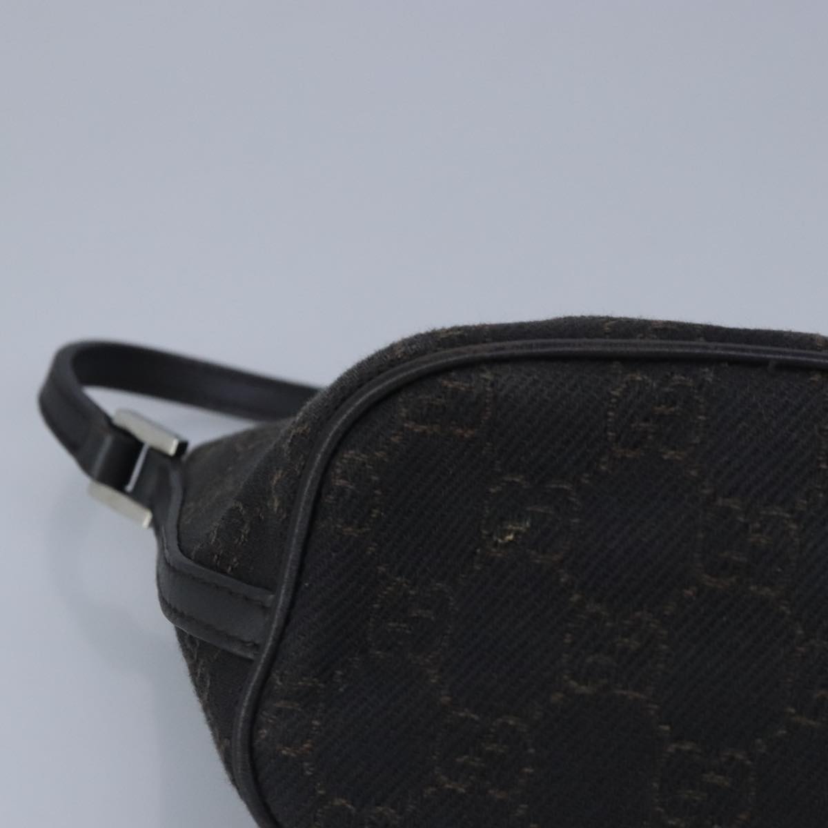 GUCCI GG Canvas Pouch Brown Silver 07198 98923