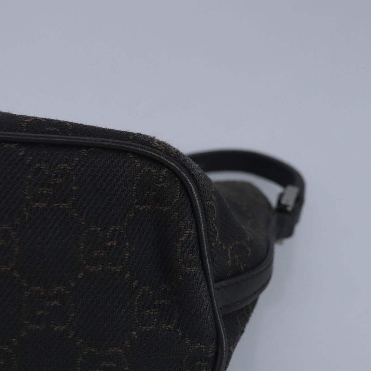 GUCCI GG Canvas Pouch Brown Silver 07198 98923