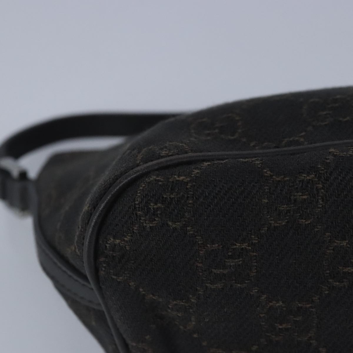 GUCCI GG Canvas Pouch Brown Silver 07198 98923