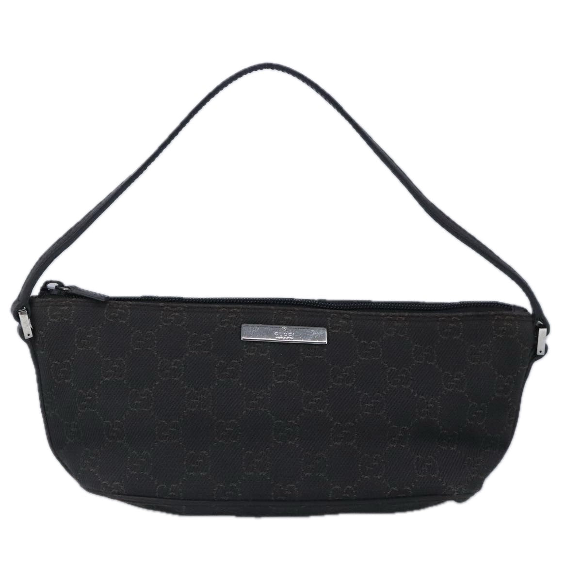 GUCCI GG Canvas Pouch Brown Silver 07198 98923