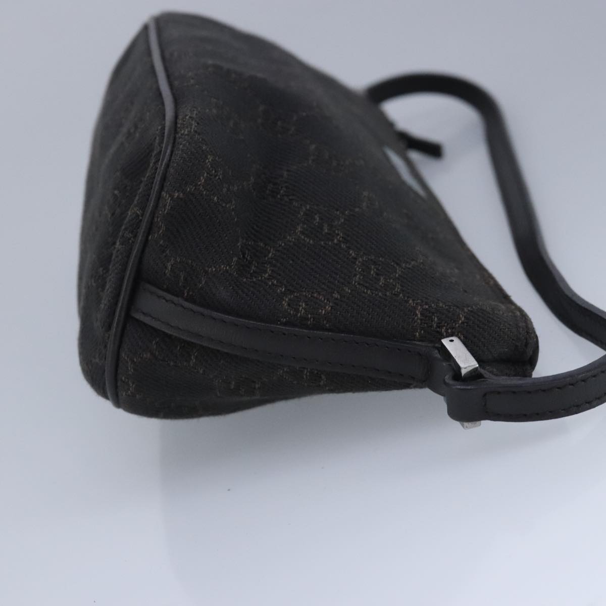 GUCCI GG Canvas Pouch Brown Silver 07198 98923