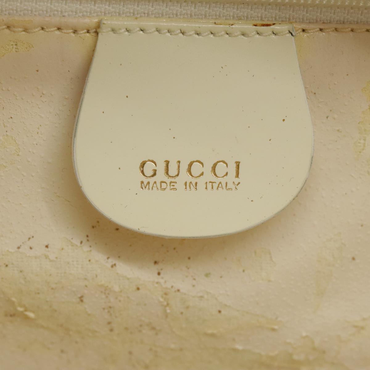 GUCCI Hand Bag Patent leather 2way Cream Gold 98924