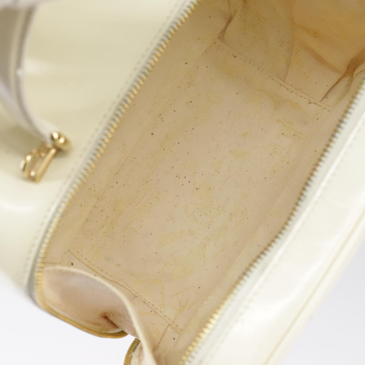GUCCI Hand Bag Patent leather 2way Cream Gold 98924