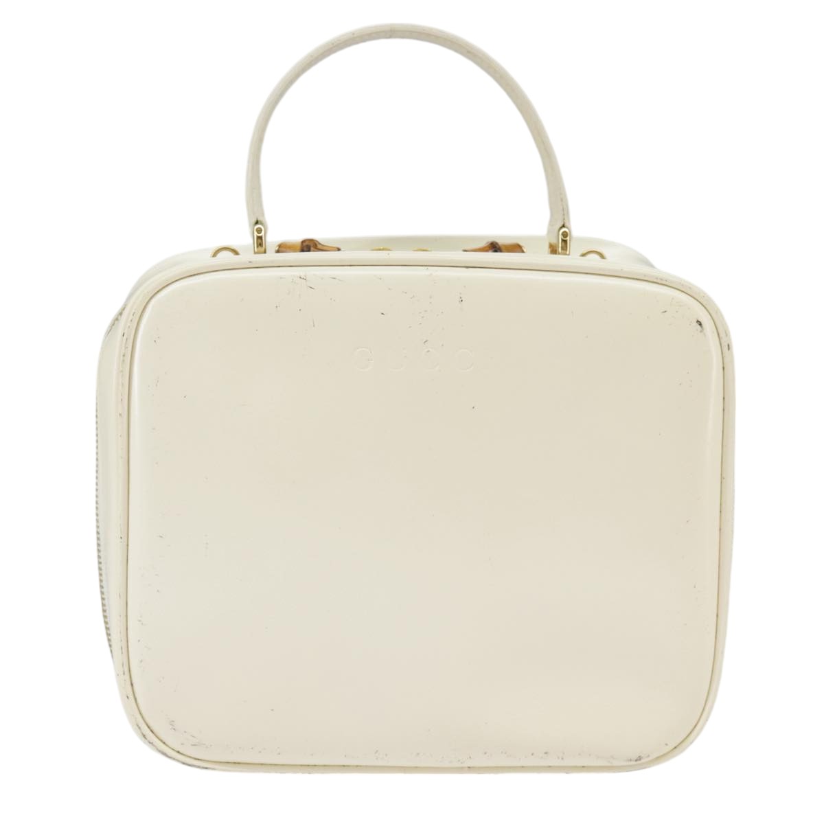 GUCCI Hand Bag Patent leather 2way Cream Gold 98924