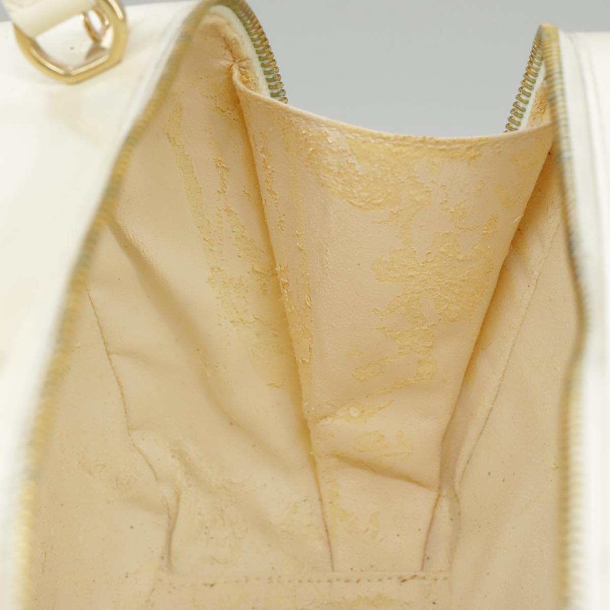GUCCI Hand Bag Patent leather 2way Cream Gold 98924