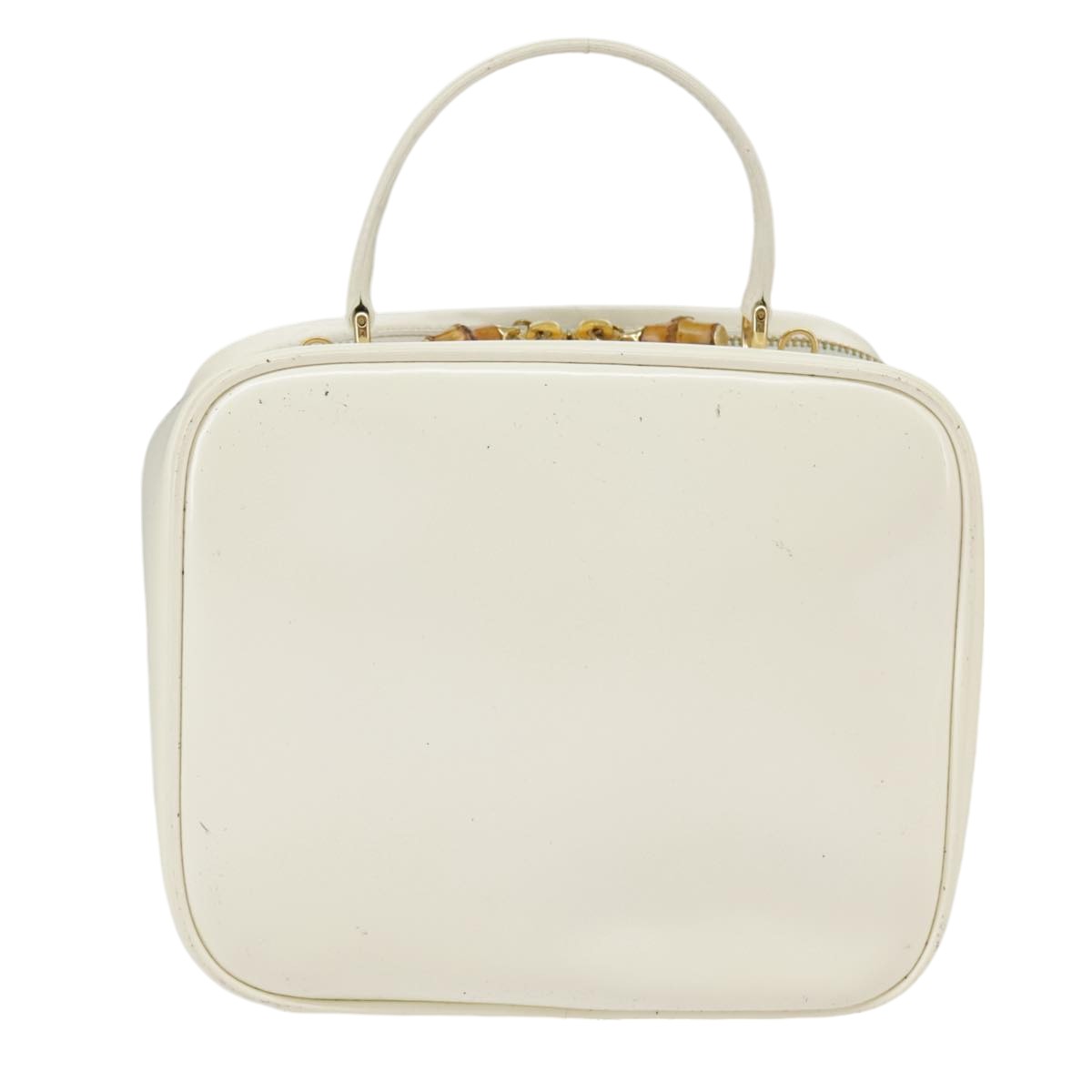 GUCCI Hand Bag Patent leather 2way Cream Gold 98924