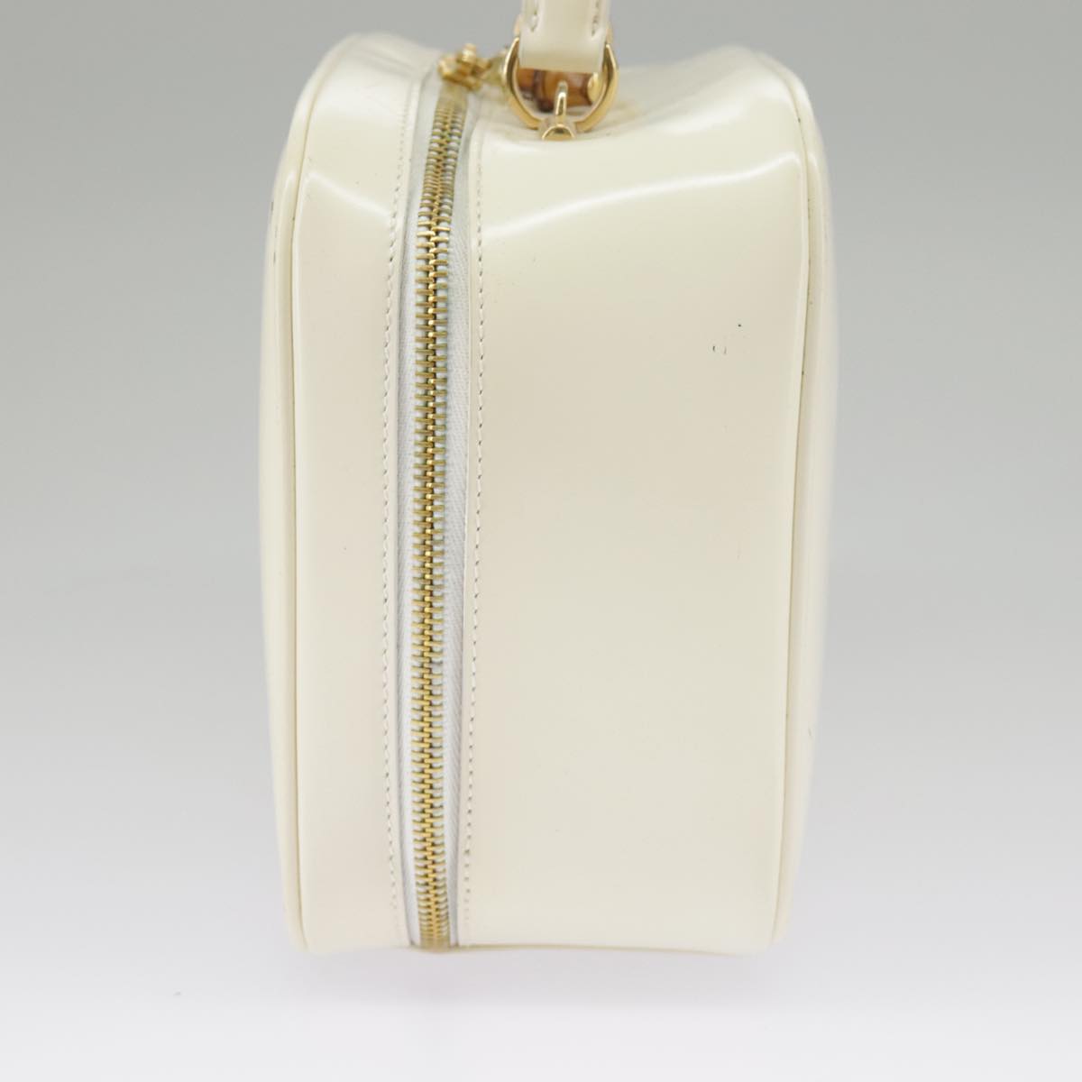 GUCCI Hand Bag Patent leather 2way Cream Gold 98924