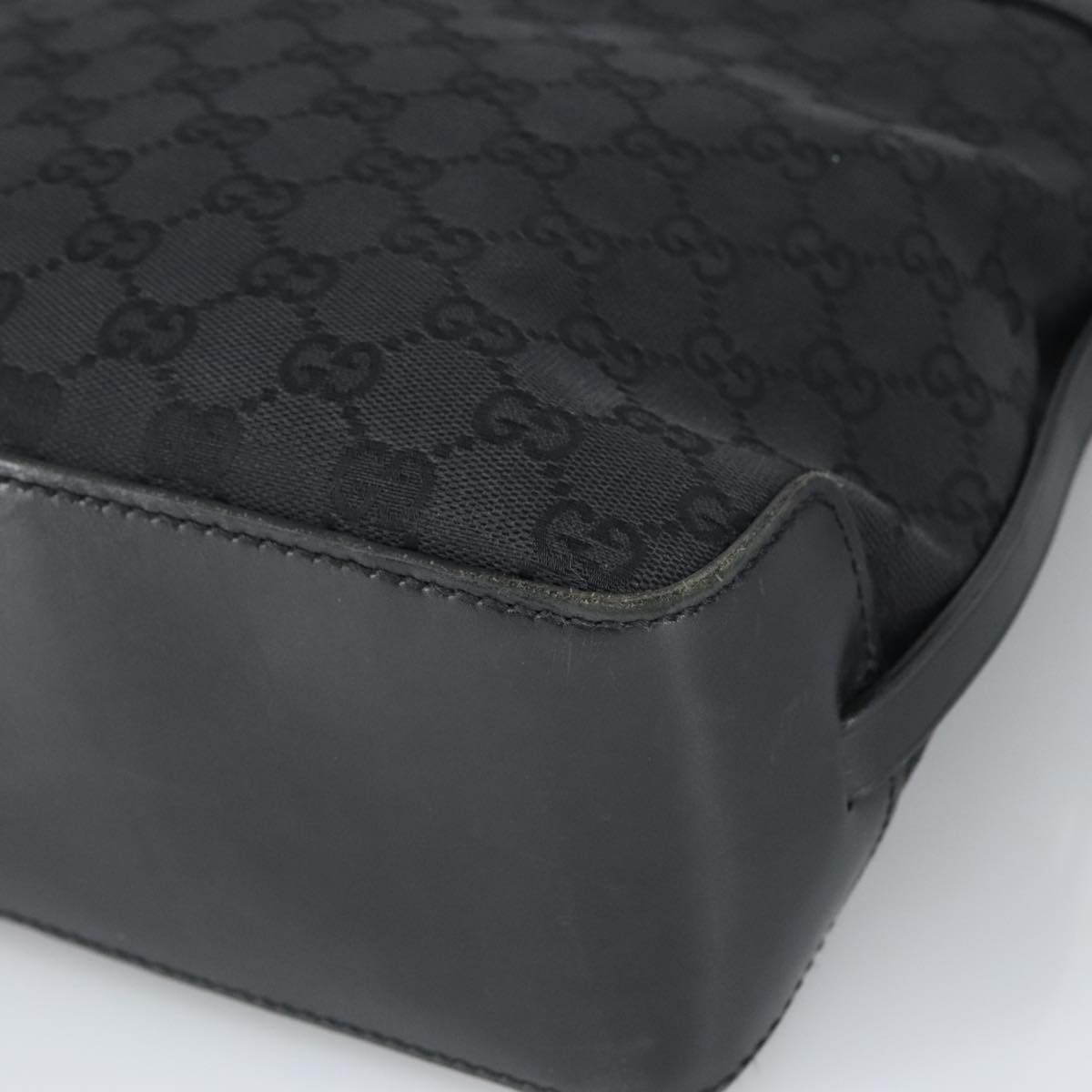GUCCI GG Canvas Tote Bag Black Silver 107757 98925