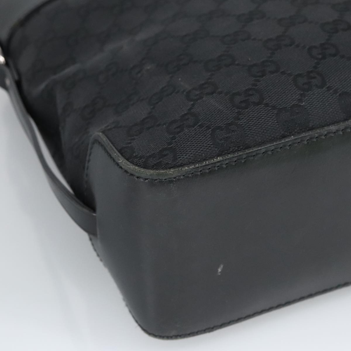 GUCCI GG Canvas Tote Bag Black Silver 107757 98925
