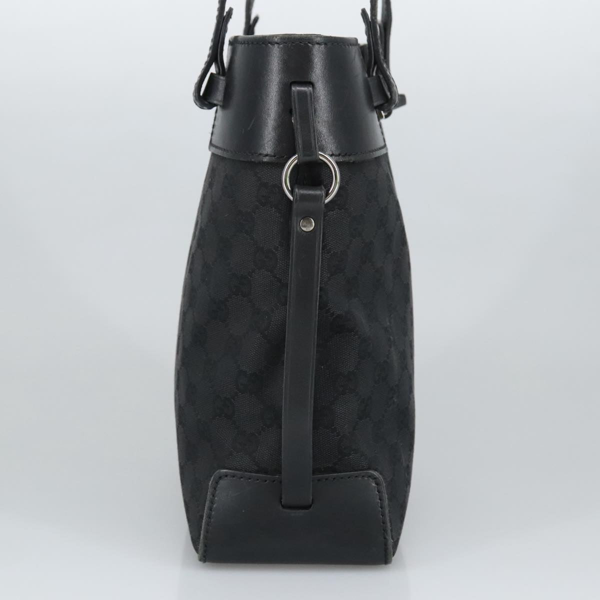 GUCCI GG Canvas Tote Bag Black Silver 107757 98925