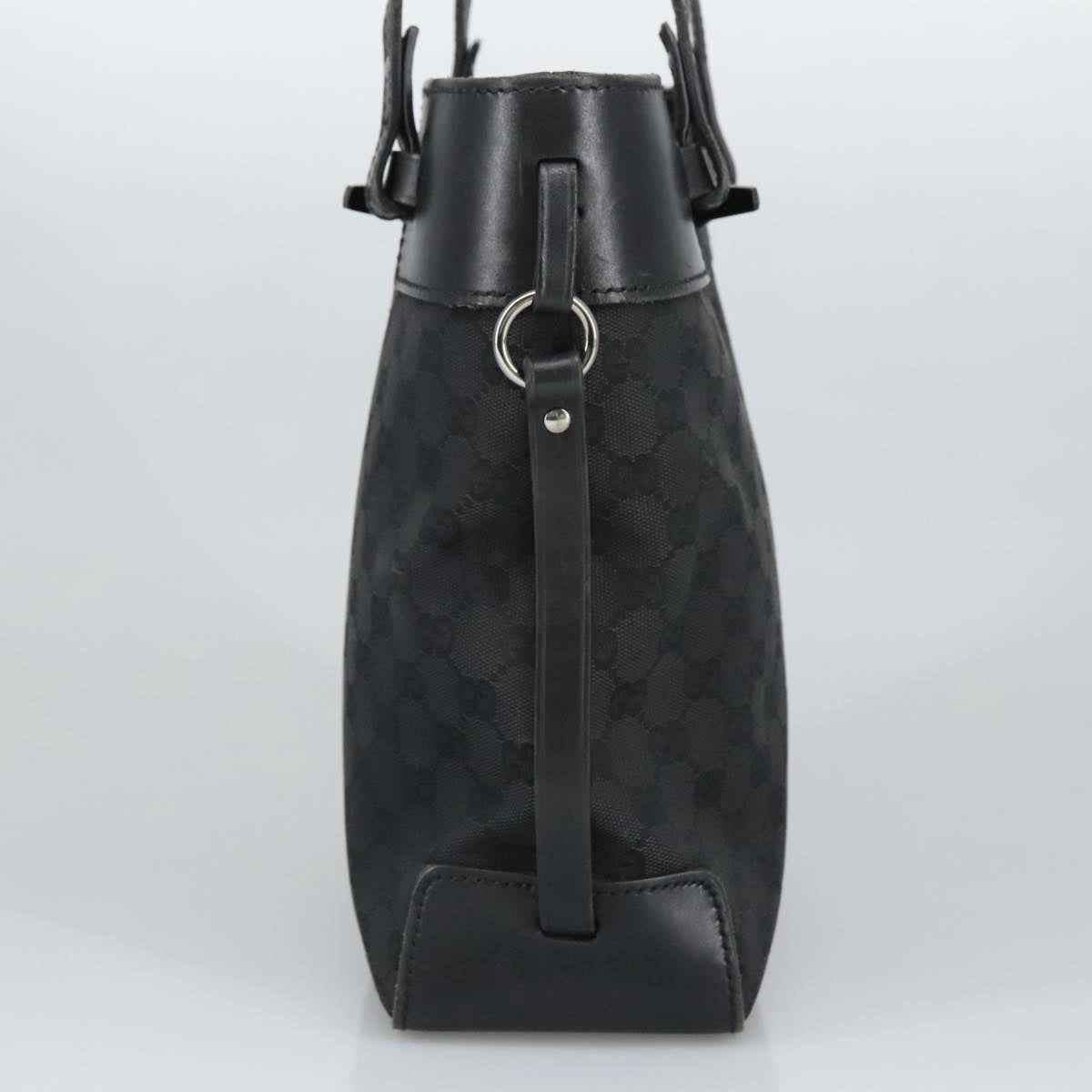 GUCCI GG Canvas Tote Bag Black Silver 107757 98925
