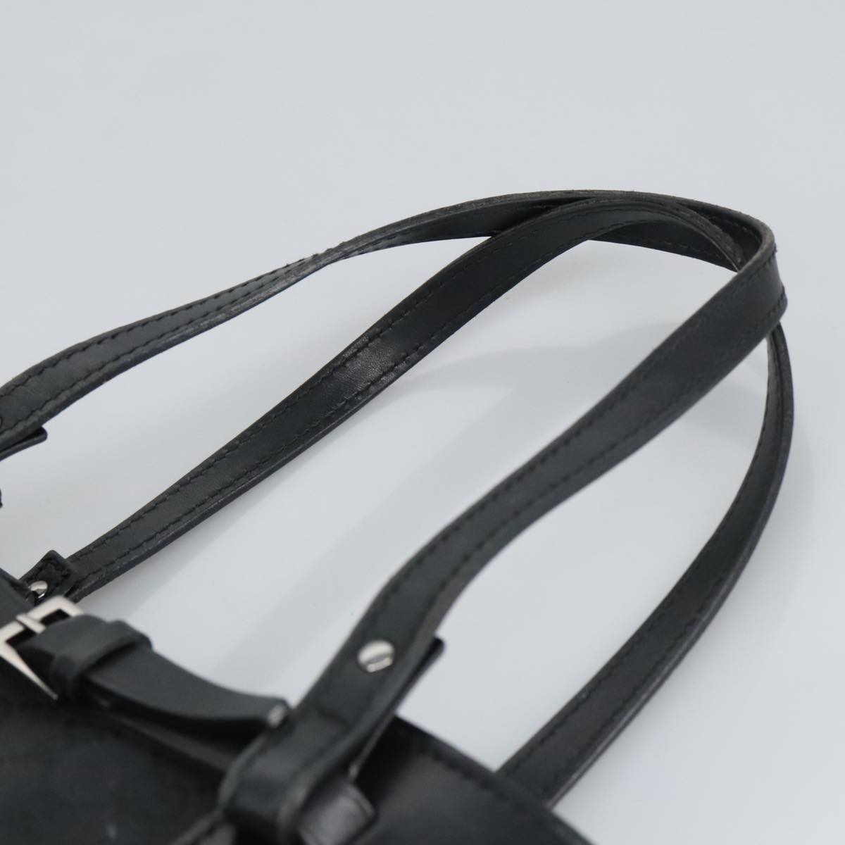 GUCCI GG Canvas Tote Bag Black Silver 107757 98925