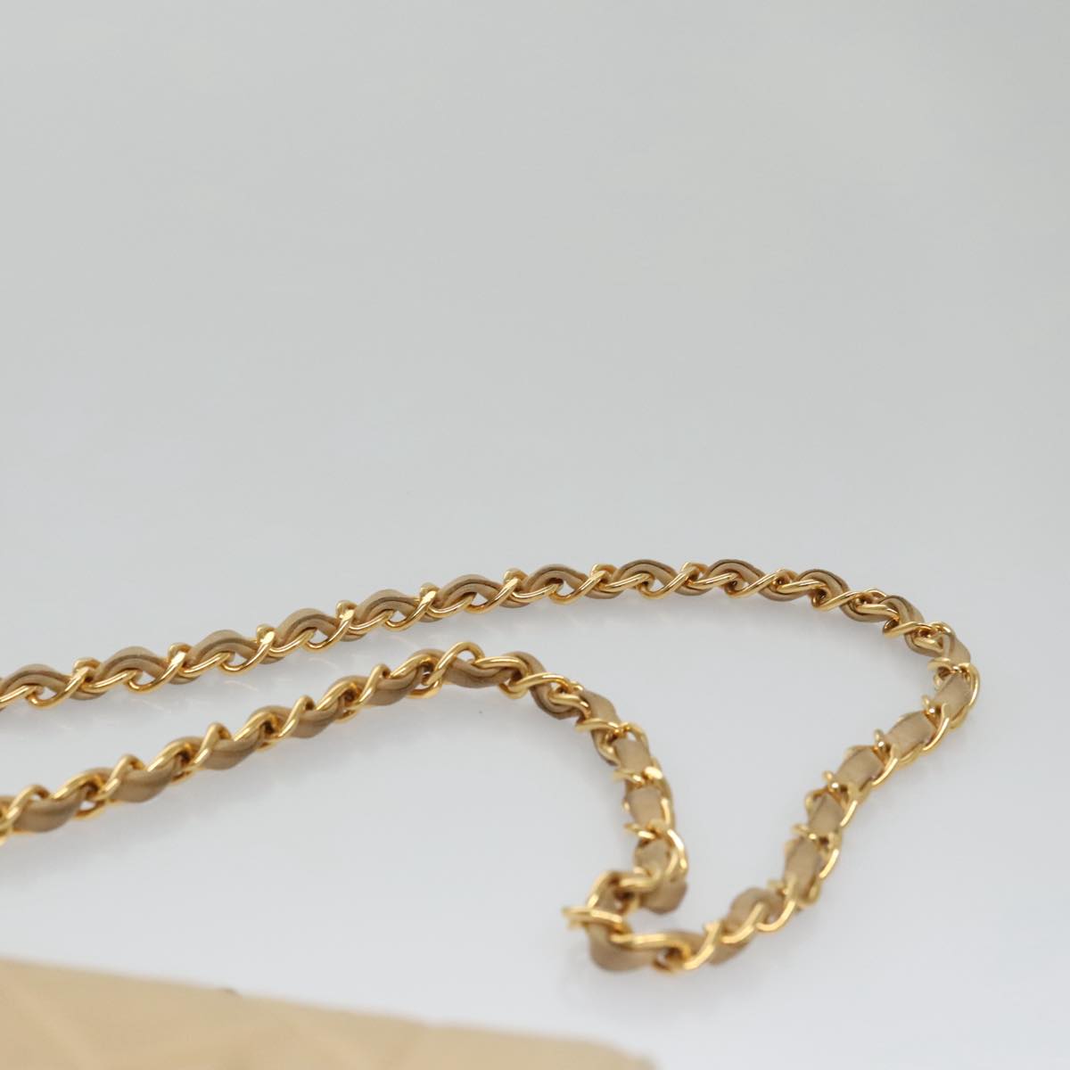 CHANEL Matelasse Chain Diana Shoulder Bag Lamb Skin Beige Gold CC 98933