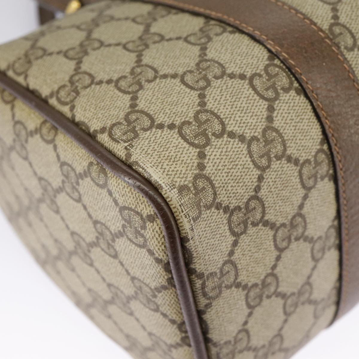 GUCCI GG Supreme Web Sherry Line Boston Bag PVC Beige Red 39 02 006 98939