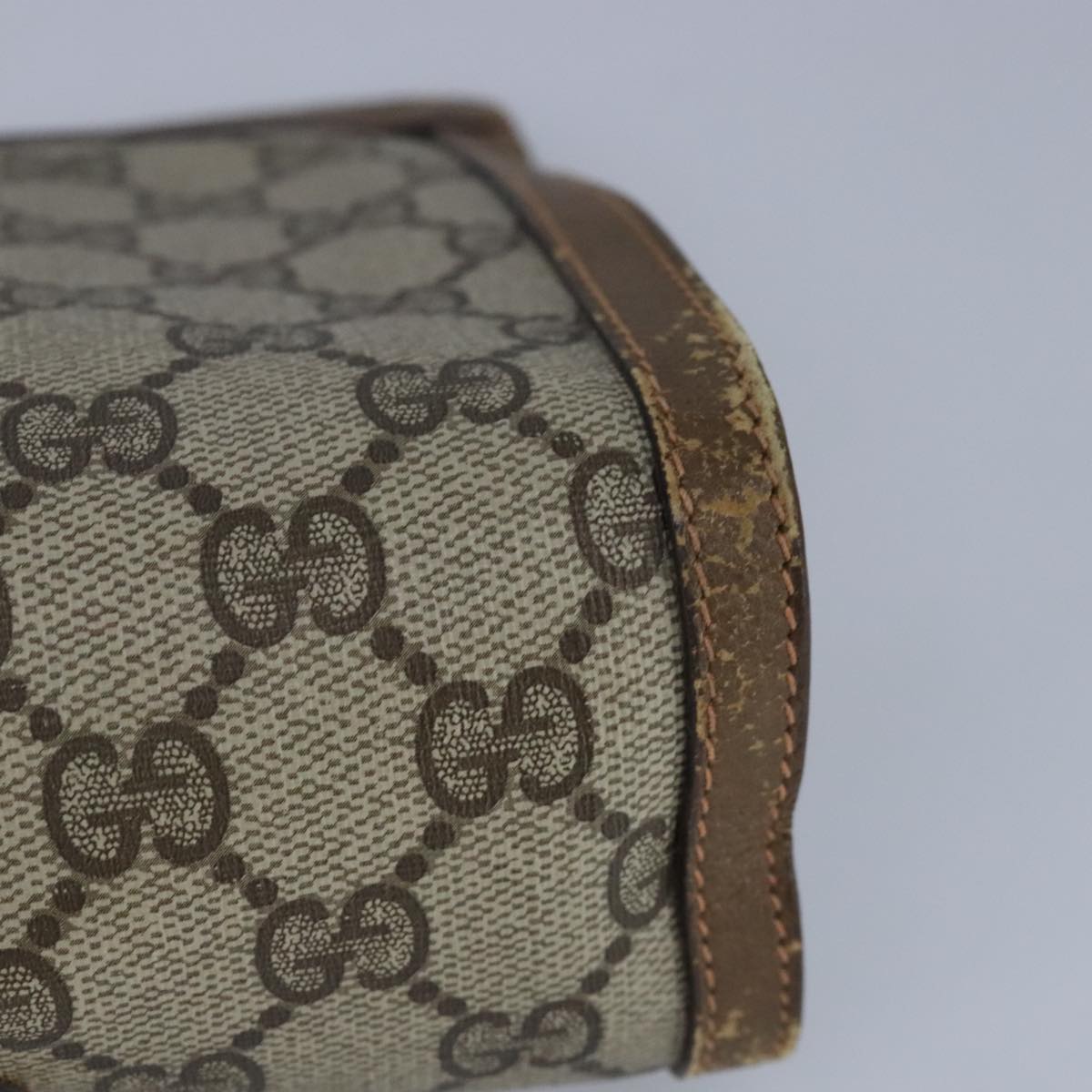 GUCCI GG Supreme Web Sherry Line Clutch Bag PVC Beige Red 98953