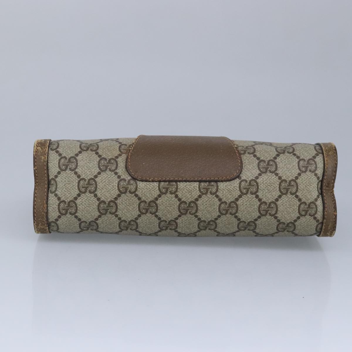 GUCCI GG Supreme Web Sherry Line Clutch Bag PVC Beige Red 98953