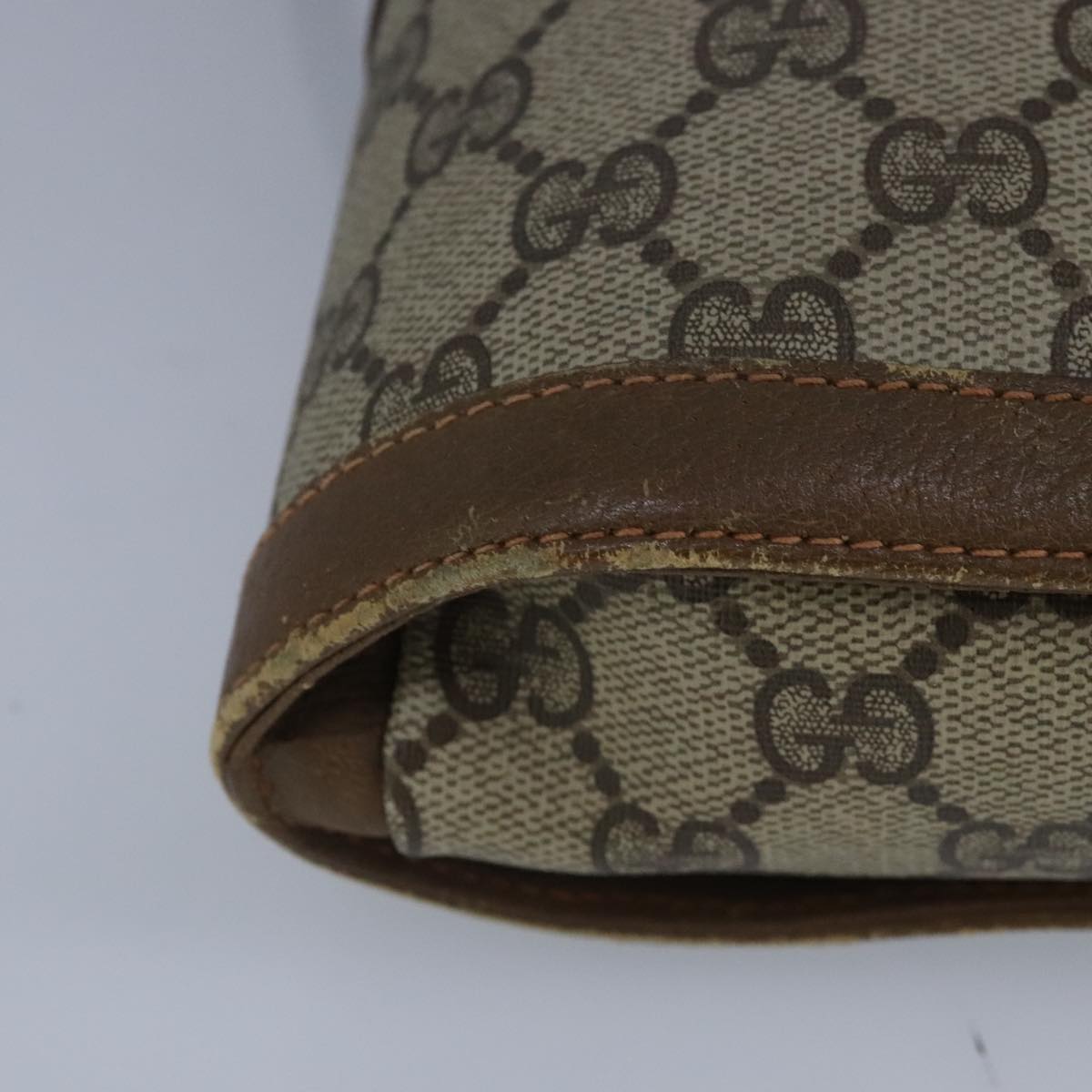 GUCCI GG Supreme Web Sherry Line Shoulder Bag PVC Beige Red 98956
