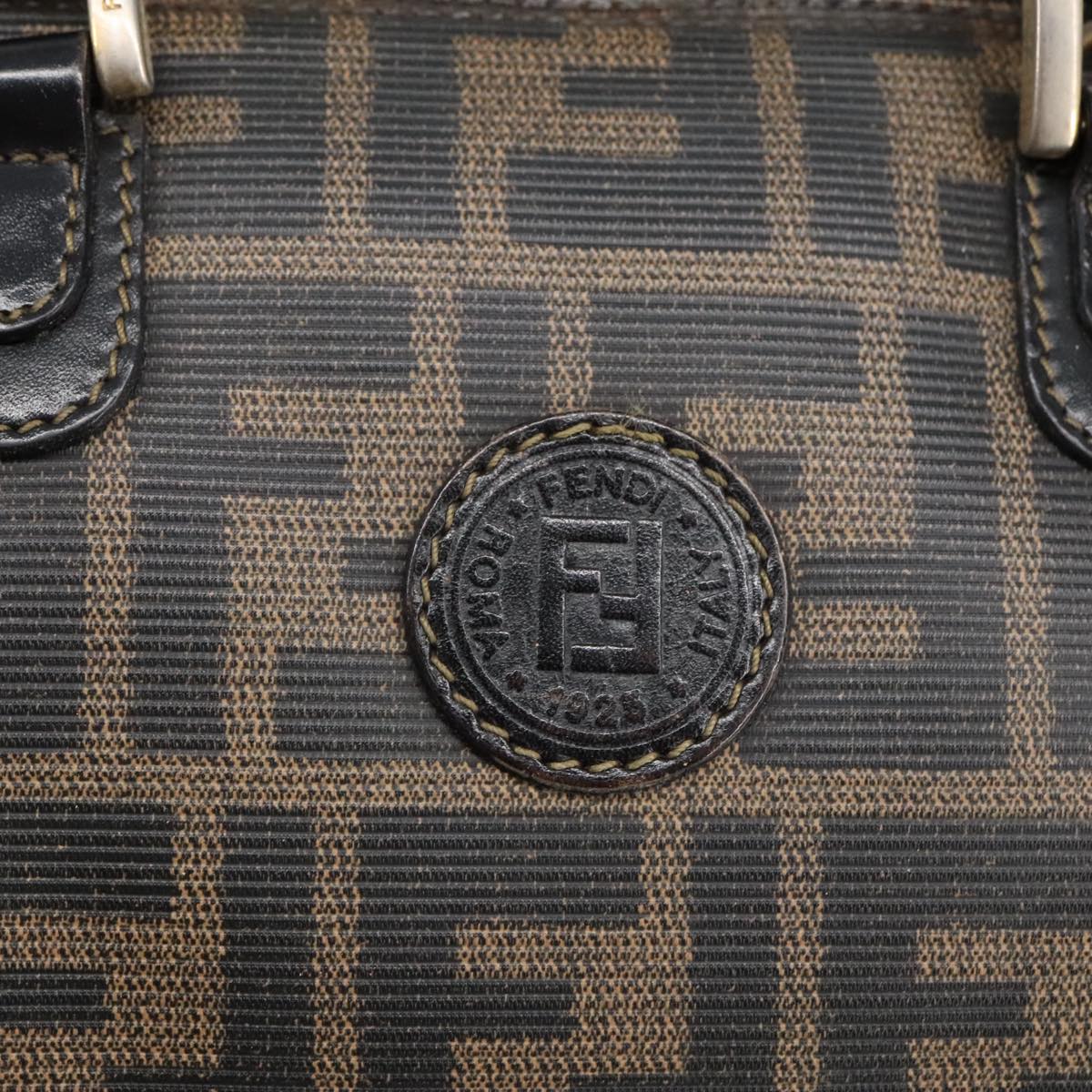 FENDI Zucca Canvas Hand Bag Brown Black 98983